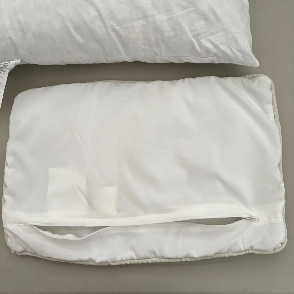 Lenox American Design Set of 2 Cream Wht Embroidered Accent Pillow Duck Feather